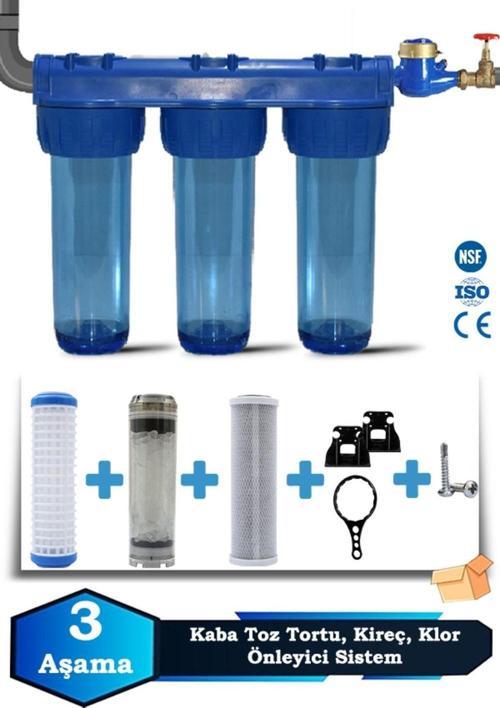 Atlantis Daire Bina Girişi 10 Inch 3 Aşama Su Arıtma Yumuşatma Cihazı(KİRE.KLOR ÖNLEYİCİ SET)