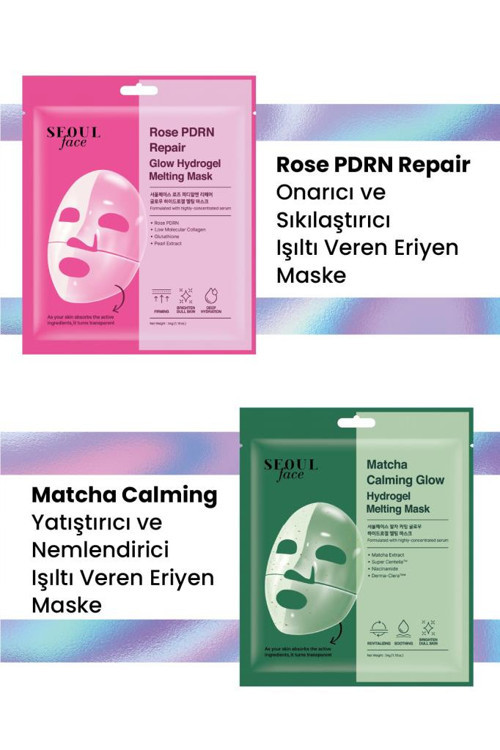 Rose Gül Nemlendirici Eriyen Maske ve Matcha Eriyen Glow Maske Set