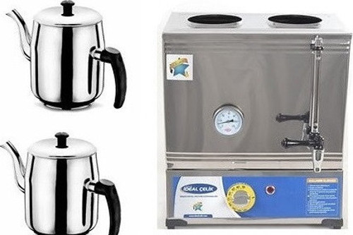 40 Model 25 Lt İki Demlikli Pleytsiz Elektrikli Semaver & Çay Kazanı & Kahveci Kazanı & Kahve Ve Çay Ocağı Inox & Çay Semaveri & Çay Makinesi & Çaycı & Çay Otomatı-Demlik Hediyeli
