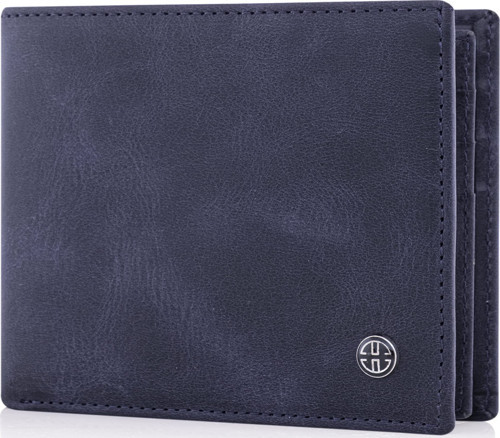 USADOR Savona Klasik Erkek Cüzdanı Deri Bifold RFID Cüzdan Erkek Hediye Kutusu, Lacivert, Klasik