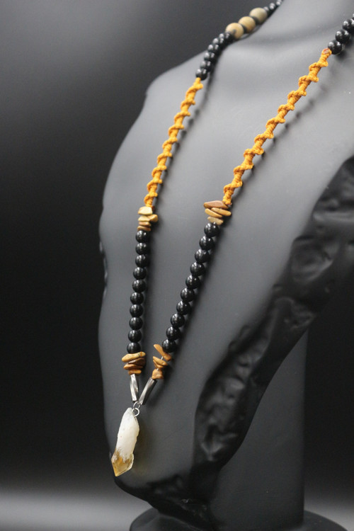 Sitrin Doğaltaş Örme Özel Tasarım Handmade Aksesuar Unisex Kolye