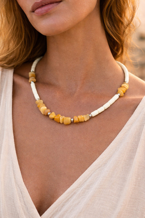 Sitrin Taşı Kolye Kadın – Doğal Taş Minimal Boho Kolye, Doğaltaş Takı, Aslan Yay Koç Burç Kolyesi