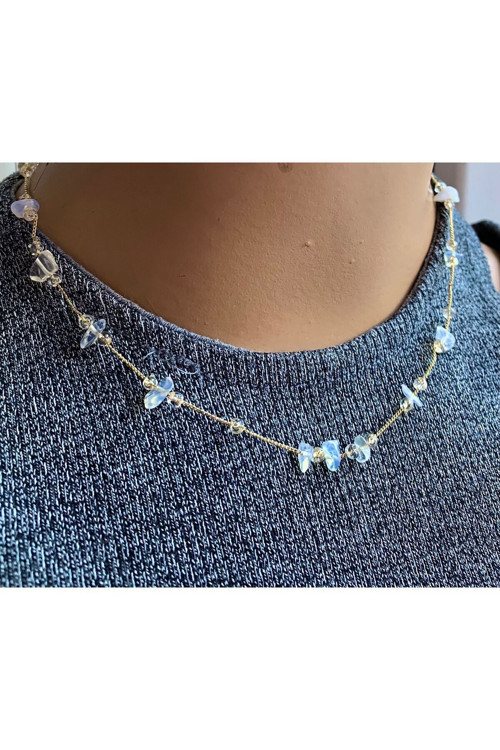 Kadın Kolye Doğaltaş Kristal Kuvars Minimal Kolye Aksesuar Trend