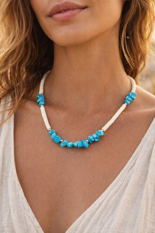 Kadın Minimal Boho Firuze Doğaltaş Kolye – Şans, İletişim & Koruyucu Enerji | Yay Kova Balık Burç Kolyesi