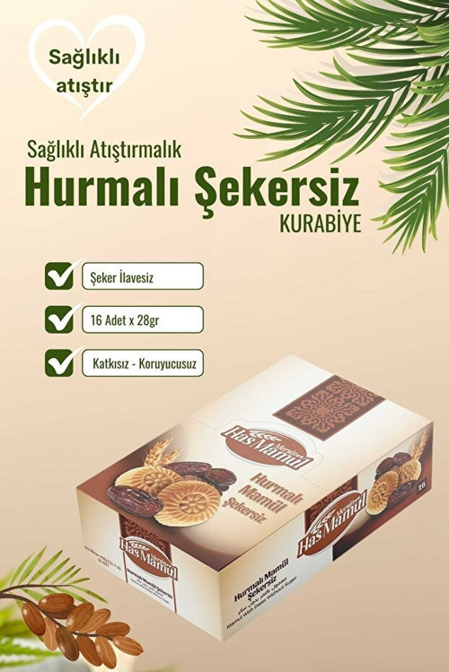 Has Mamül Şekersiz Hurmalı Bisküvi 28 gr x 16 Adet