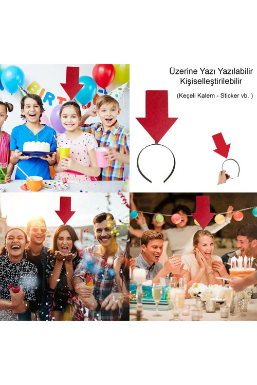 Kişiselleştirilebilir Ok Taç – Üzerine Yazı Yazılabilen Parti Tacı Kırmızı Renk