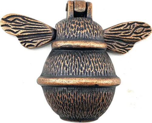 Antika Tarz Dekoratif Pirinç Arı Kapı Tokmağı, Taktak - Küçük, 123x150mm, Antik