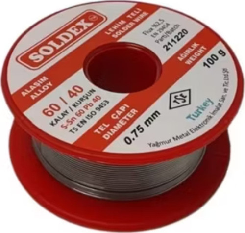 Soldex 60/40 Lehim Teli 100 gr 0,75 mm (Sn:60 / Pb:40)