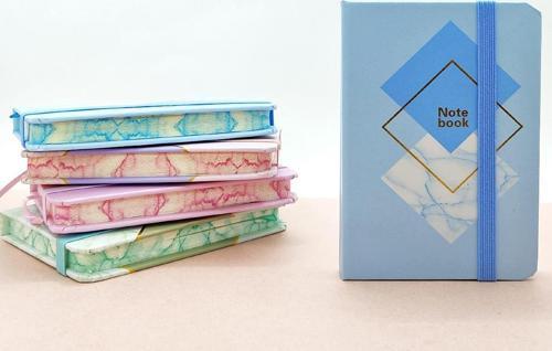 Dekoratif Şık A7 Not Defteri , Lastikli Cep Defteri - Mavi