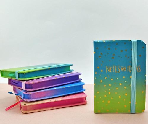 Işıltılı Puantiyeli A7 Not Defteri , Lastikli Cep Defteri - Yeşil