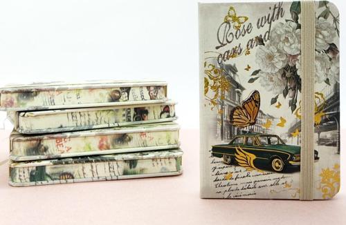 Nostaljik Retro A7 Not Defteri , Lastikli Cep Defteri - Krem