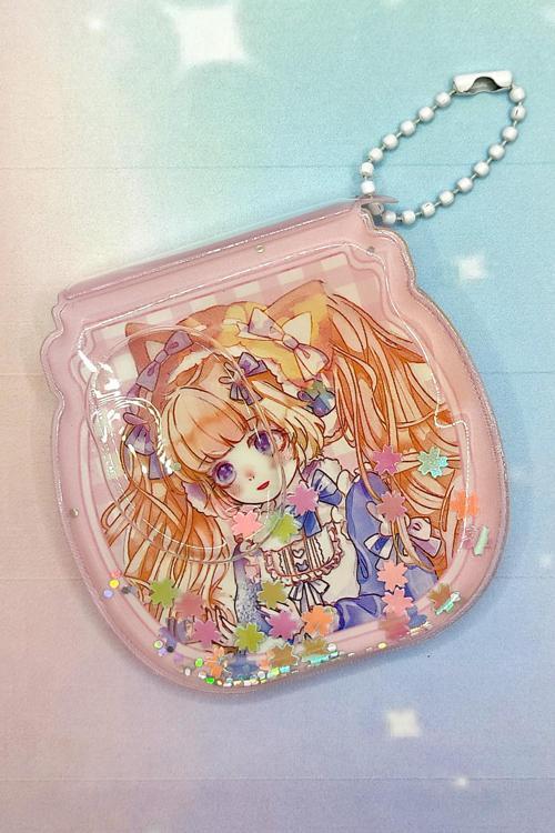 Sulu Pullu Anahtarlıklı Not Defteri (7X7 cm) - Turuncu Saçlı Anime