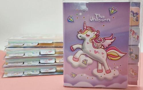 Unicorn Temalı A6 Not Defteri , Ayraçlı Ajanda - Pembe
