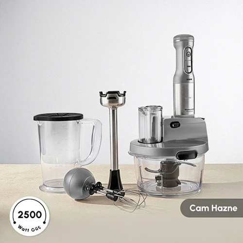 Mastermaid Prosteel Uzun Blender Ayaklı 6 Bıçaklı Cam Mutfak Robotu 2500W Galaxy Grey
