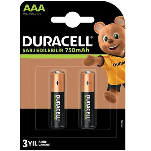 750 mA Şarjlı AAA İnce Kalem 2'li Pil HR03/DC2400