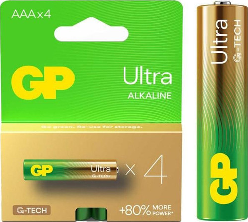 GP Ultra Alkalin AAA LR03 İnce Kalem Pil G-Tech (4'lü Paket)