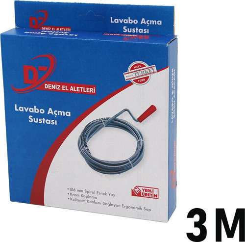 3 Metre Lavabo Açma Sustası - Spiral Esnek Yay - 6 mm