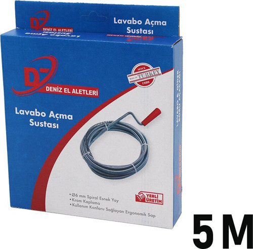 5 Metre Lavabo Açma Sustası - Spiral Esnek Yay - 6 mm
