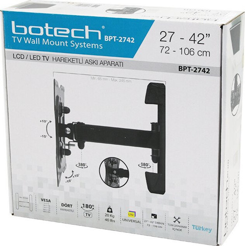 Hareketli TV Askı Aparatı - 27-42 İnç - 72-106 cm - LCD LED TV Uyumlu