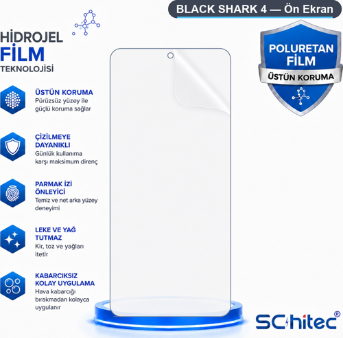 BLACK SHARK 4 Uyumlu Ön Yüzey Nano Şeffaf Hidrojel Ekran Koruyucu