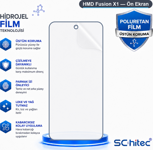 HMD Fusion X1 Uyumlu Ön Yüzey Nano Şeffaf Hidrojel Ekran Koruyucu