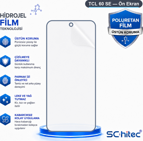 TCL 60 SE Uyumlu Ön Yüzey Nano Şeffaf Hidrojel Ekran Koruyucu