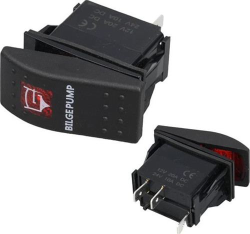 Sintine Pompa Sembollü Işıklı 3 Pinli On-Off 12-24V Marin Switch