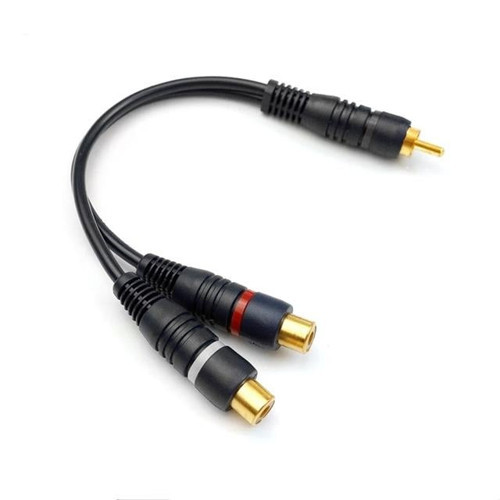PM-529 Siyah 1 RCA Erkek 2 RCA Dişi 25 Cm Anfi Y Kablo
