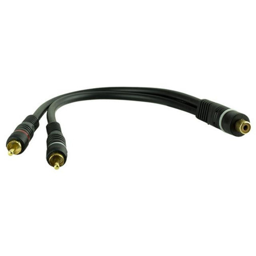 PM-690 Siyah 1 Dişi 2 Erkek RCA Y Kablo 25 Cm Ses ve Anfi Bağlantı Kablosu