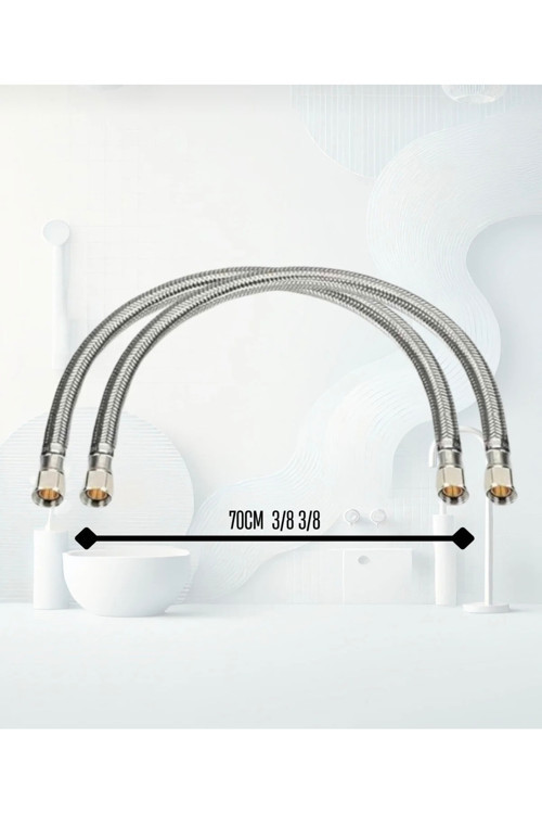 Çelik Örme Klozet Taharat Flexi Hortumu 2 Adet 70 Cm 3/8