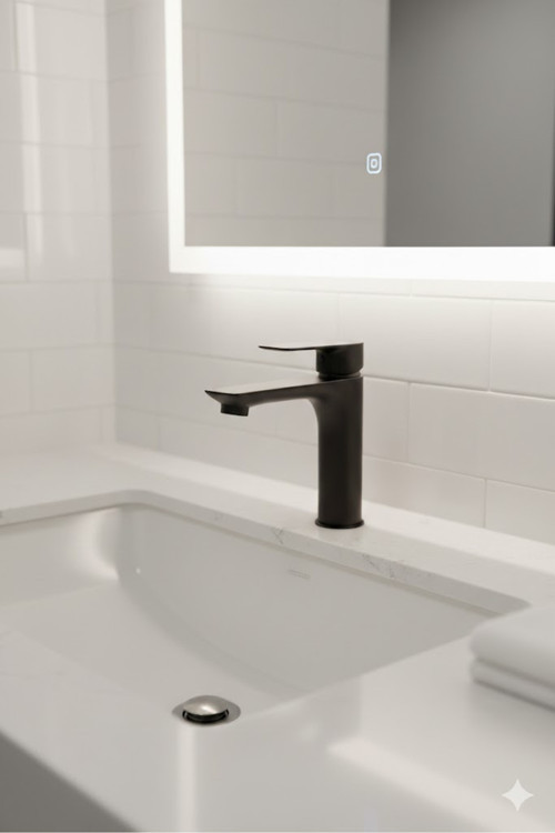 Yeni Siyah Lavabo Bataryası Pirinç Üretim Paslanmaz Sıcak Soğuk Çift Girişli Banyo Lavabo Lüx Musluk