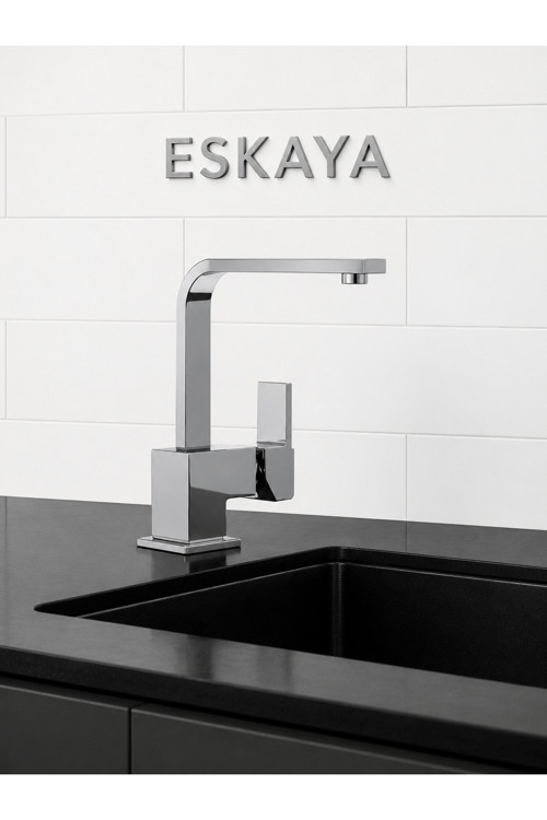 2 Yıl Garantili Şık Tasarım Kare Banyo Lavabo Bataryası Musluğu Krom