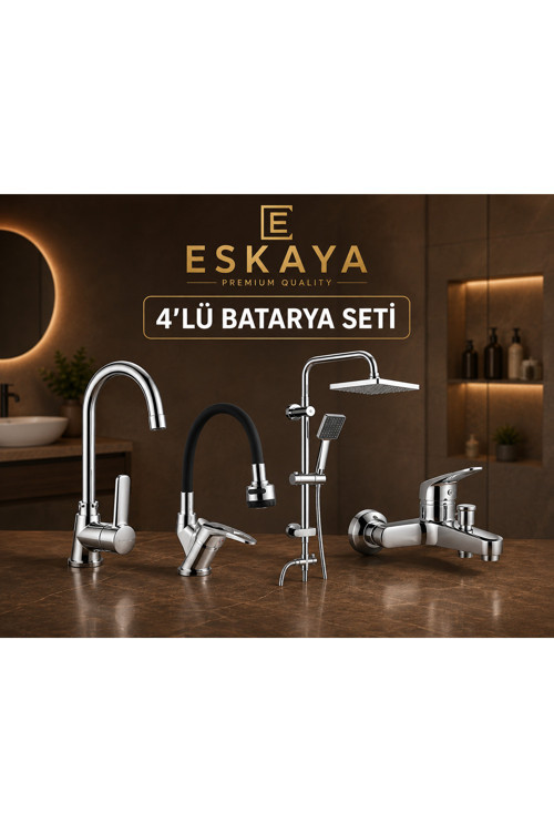 Lüx 4'Lü Set Robot Yagmurlama Tepe Duş Seti - Banyo - Mutfak - Esnek Lavabo Muslugu Bataryasi