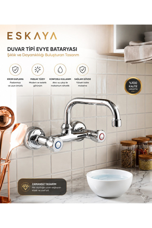 Mutfak Eviye Bataryası Volonlu Çevirmeli Musluk Bataryası Klasik , Çeşmesi