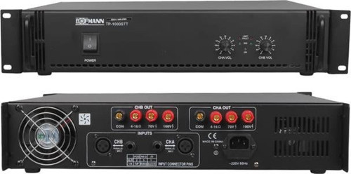 Bofmann TP-1000STT 2x500W Hat Trafolu Stereo Power Amfi - 100V Profesyonel Ses Sistemi