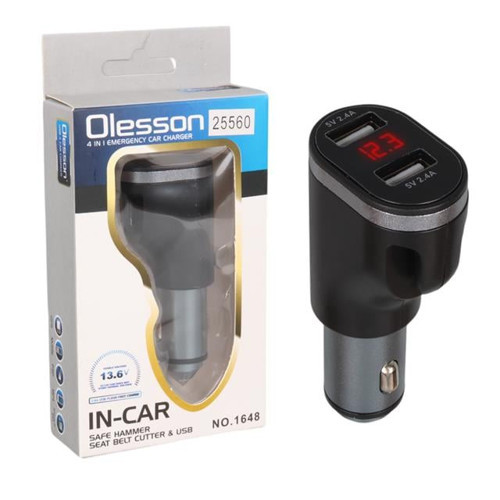1648 12-24V Çift USB Girişli 5V-2.4A Dijital Voltaj Ekranlı Araç Çakmaklık Şarj Aleti