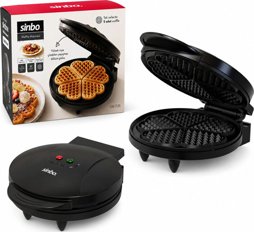 DÖKÜM BELÇİKA WAFFLE MAKİNESİ ELEKTRİKLİ 5 WAFFLE YAPIŞMAZ YÜZEY 850W SSM-2595 (5047)
