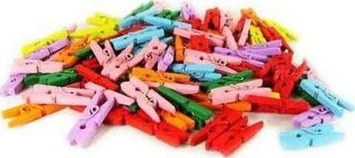 100'lü Renkli Ahşap Fotoğraf Albüm Mandal 2.5cm (10'lu Paket-1000 Adet)