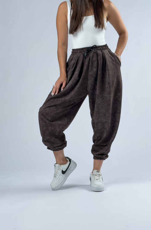 Kahverengi Baskılı Kadın Jogger Pantolon COC3333