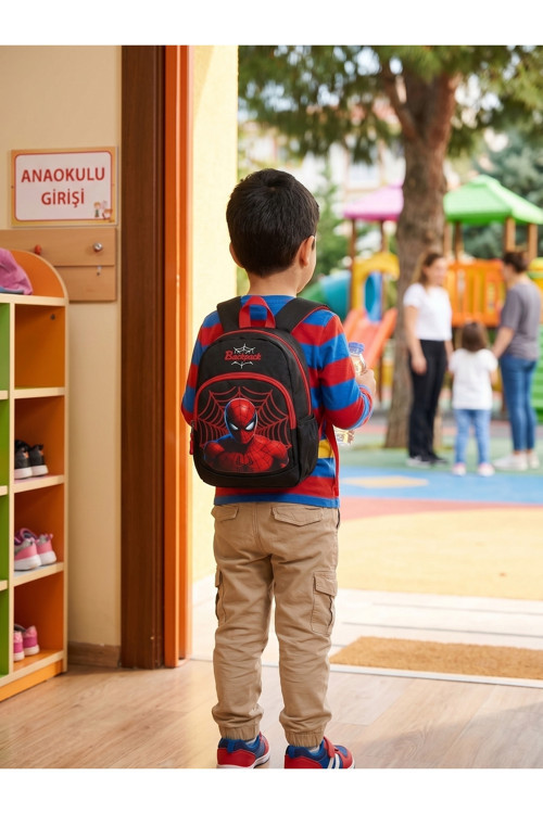 Çocuk Anaokulu Sırt Çantası Ağ Desenli Çok Bölmeli Hafif Günlük Kreş Okul Çantası