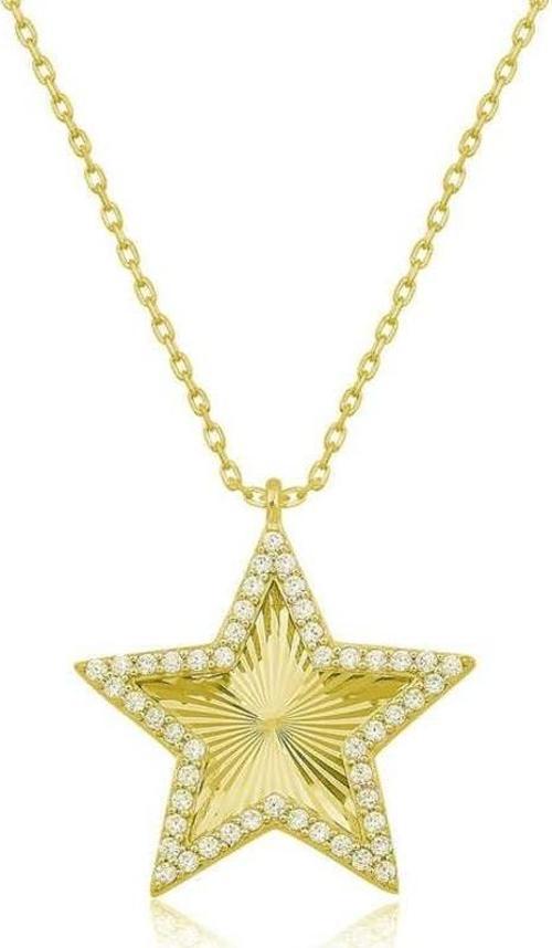 Gümüş Gold Fırfır Desenli Yıldız Kadın Kolye