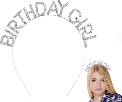 Gümüş Kristal Taşlı Birthday Girl Doğum Günü Tacı İthal Ürün A Kalite 17x16 cm
