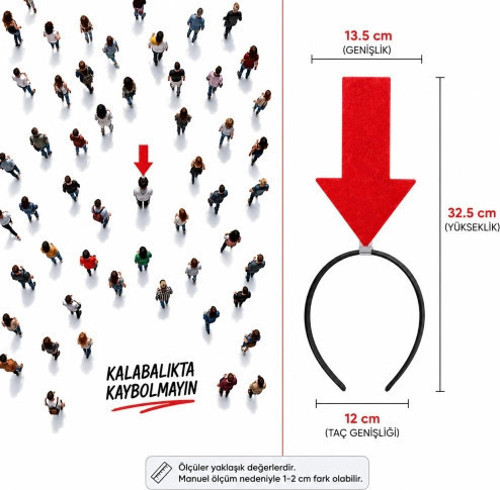 Kırmızı Renk Buradayım Ok Tacı Kaybolmam İşaret Tacı Keçe
