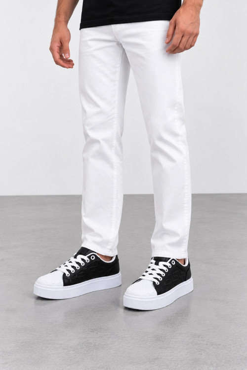 Astrum Erkek Bağcıklı Günlük Sneaker Spor Ayakkabı Siyah-Beyaz
