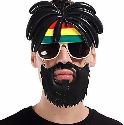 Rasta Peruklu Rasta Sakallı Bıyıklı Parti Gözlüğü 27x18 cm