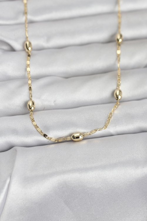 CM 14K Gold Renk Damla Topçuklu Zincir Model 60 cm Kadın Kolye 5886 - OVRLAU7975-9717