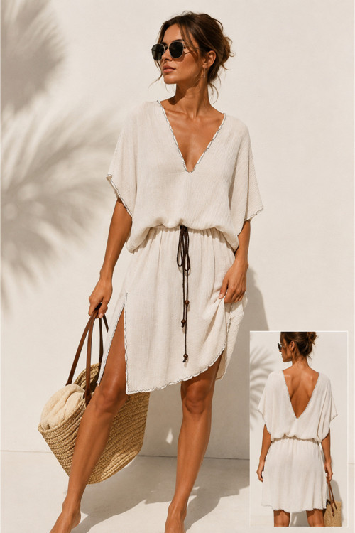 Bohem Pareo Tunik- Şilebezi Pareo Tunik – Ekru Kaftan Pareo