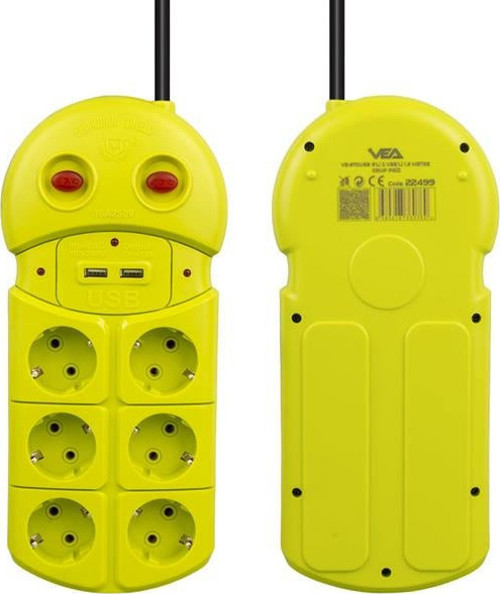 VE-970USB 6'Lı 2 USB'li 1.5 Metre Grup Priz