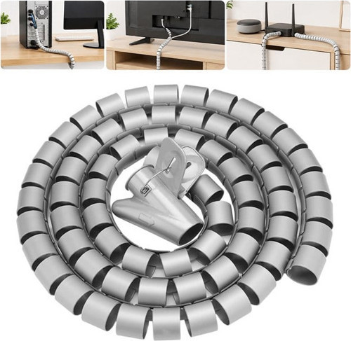 SL-195 22mm 20 Metre Gri Spiral Kablo Düzenleyici Toplayıcı Pratik Uygulama Aparatlı