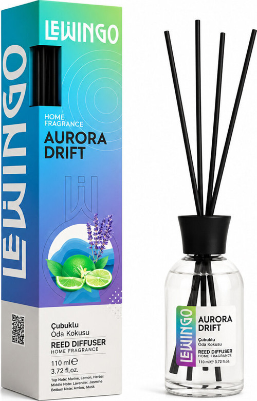 Büro Ev Ofis Kokusu için 110ML Aurora Drift Bambu Çubuklu Cam Şişe